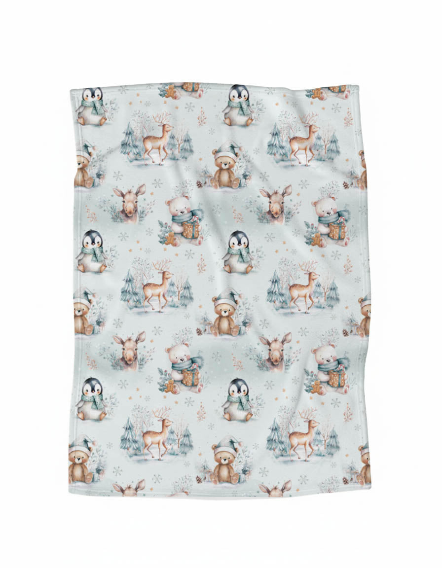 Doudou en minky | Animaux d'hiver bleutés