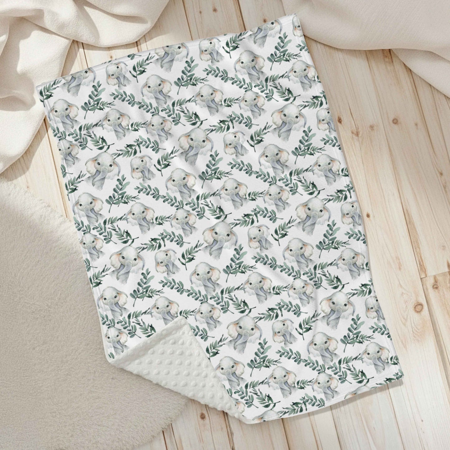 Doudou en minky | Éléphants Eucalyptus