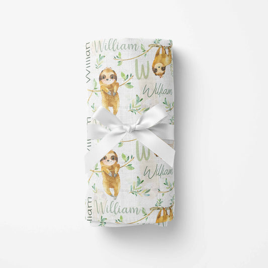 Couverture en mousseline de bambou | Vigne paresseux prénom répétitif