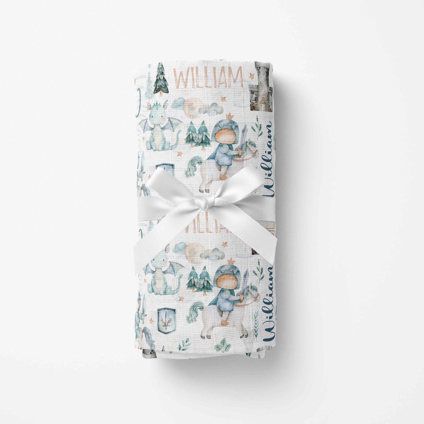 Couverture en mousseline de bambou | Petit Chevalier prénom répétitif
