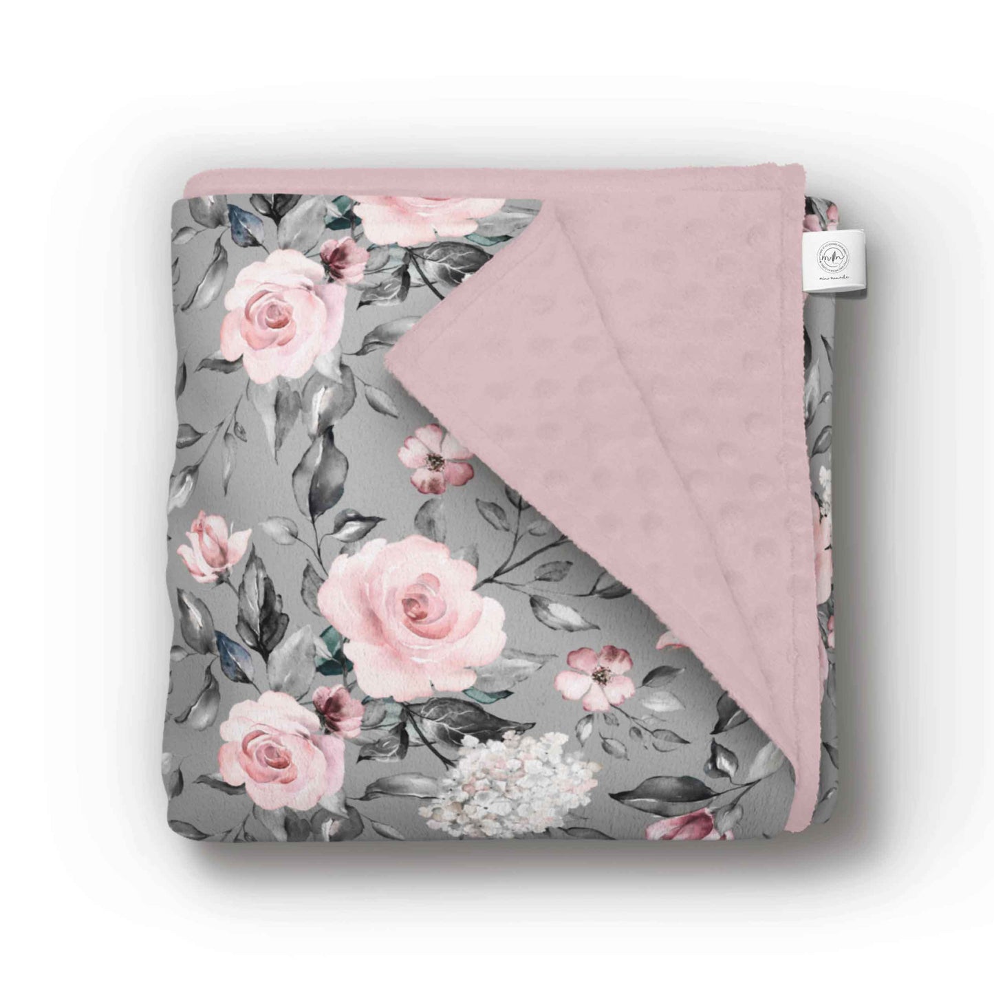 Doudou en minky | Fleurs grises