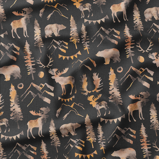 Banque de motif | Créez votre produit | Chasse en forêt charcoal