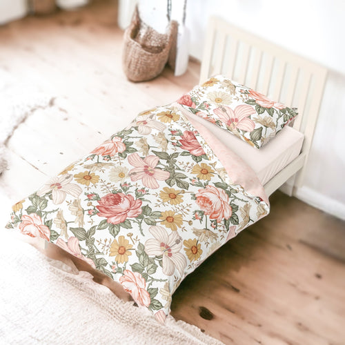Couverture de lit simple | Fleurs Rétro