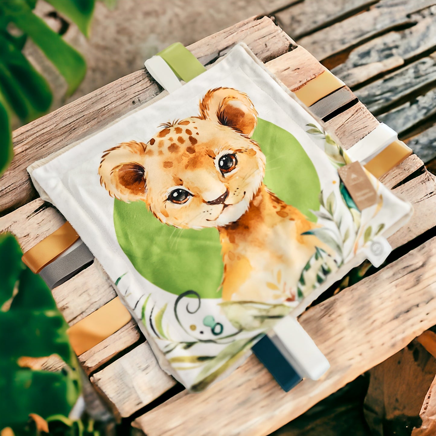 Doudou-étiquettes | PRÊTE À PARTIR | Lion Tropical