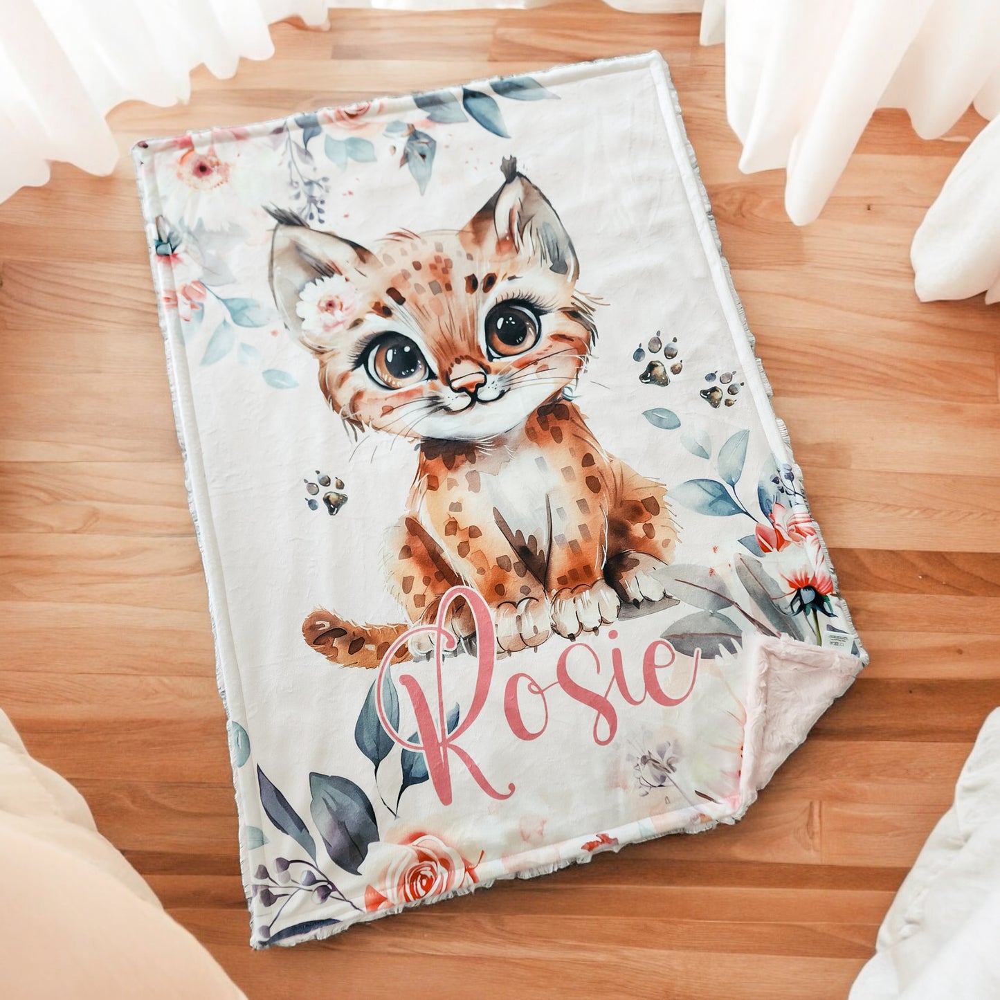 Doudou en minky personnalisée | Chaton Marguerite