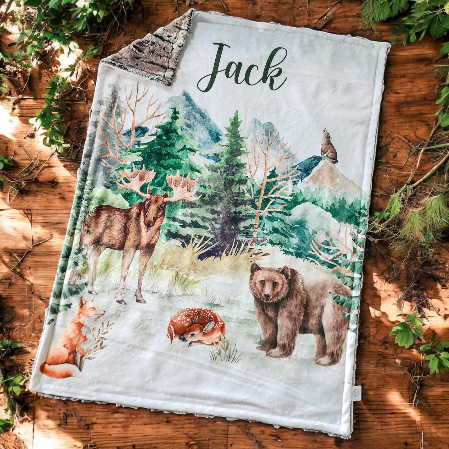 Doudou en minky personnalisée | Animaux Montana en panneau