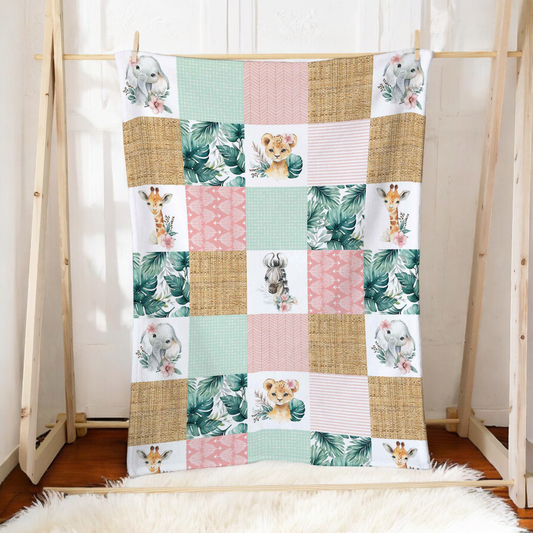 Doudou en minky | Floral Safari Jungle Patchwork