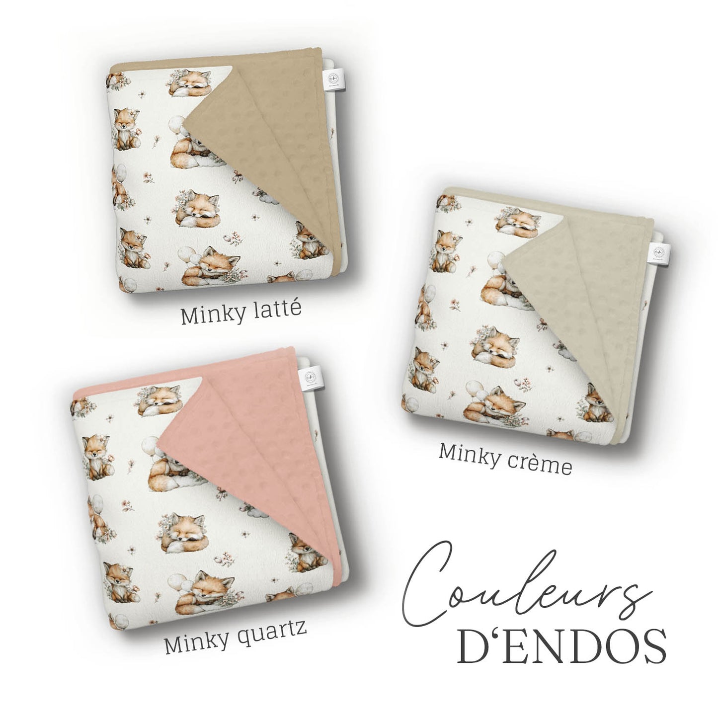 Doudou en minky | Petite renarde et ballons