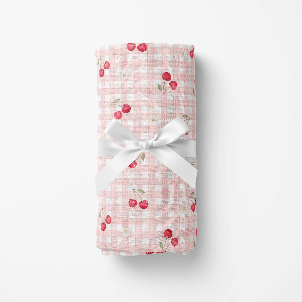 Couverture en mousseline de bambou | Cerises et marguerites