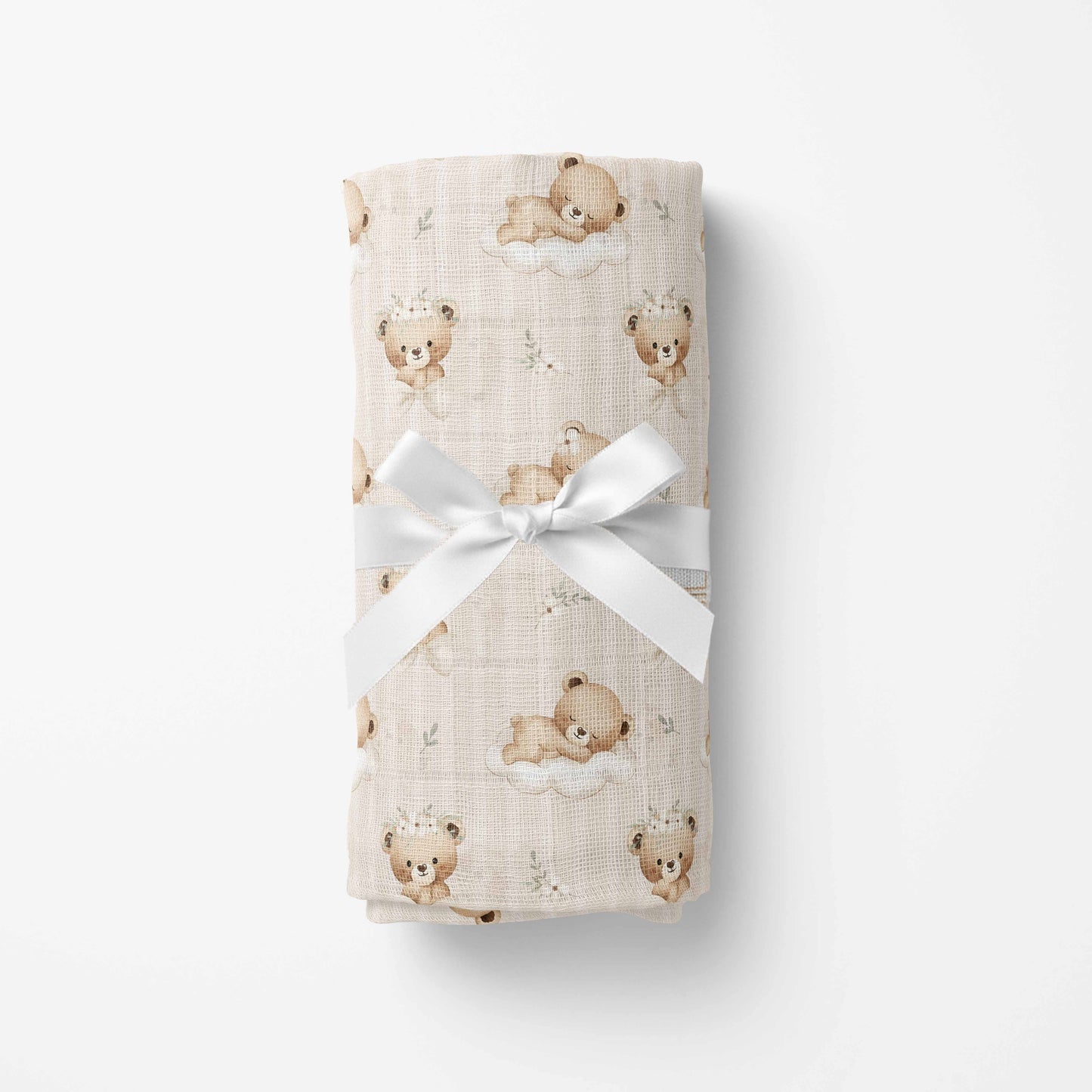 Couverture en mousseline de bambou | Rêve d'ourson ligné fleuri