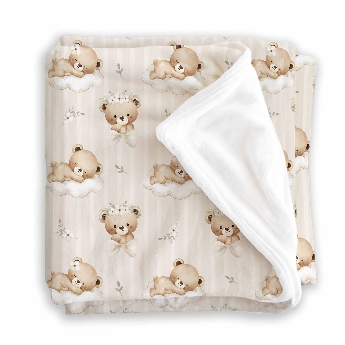Doudou squish | Rêve d'ourson ligné fleuri