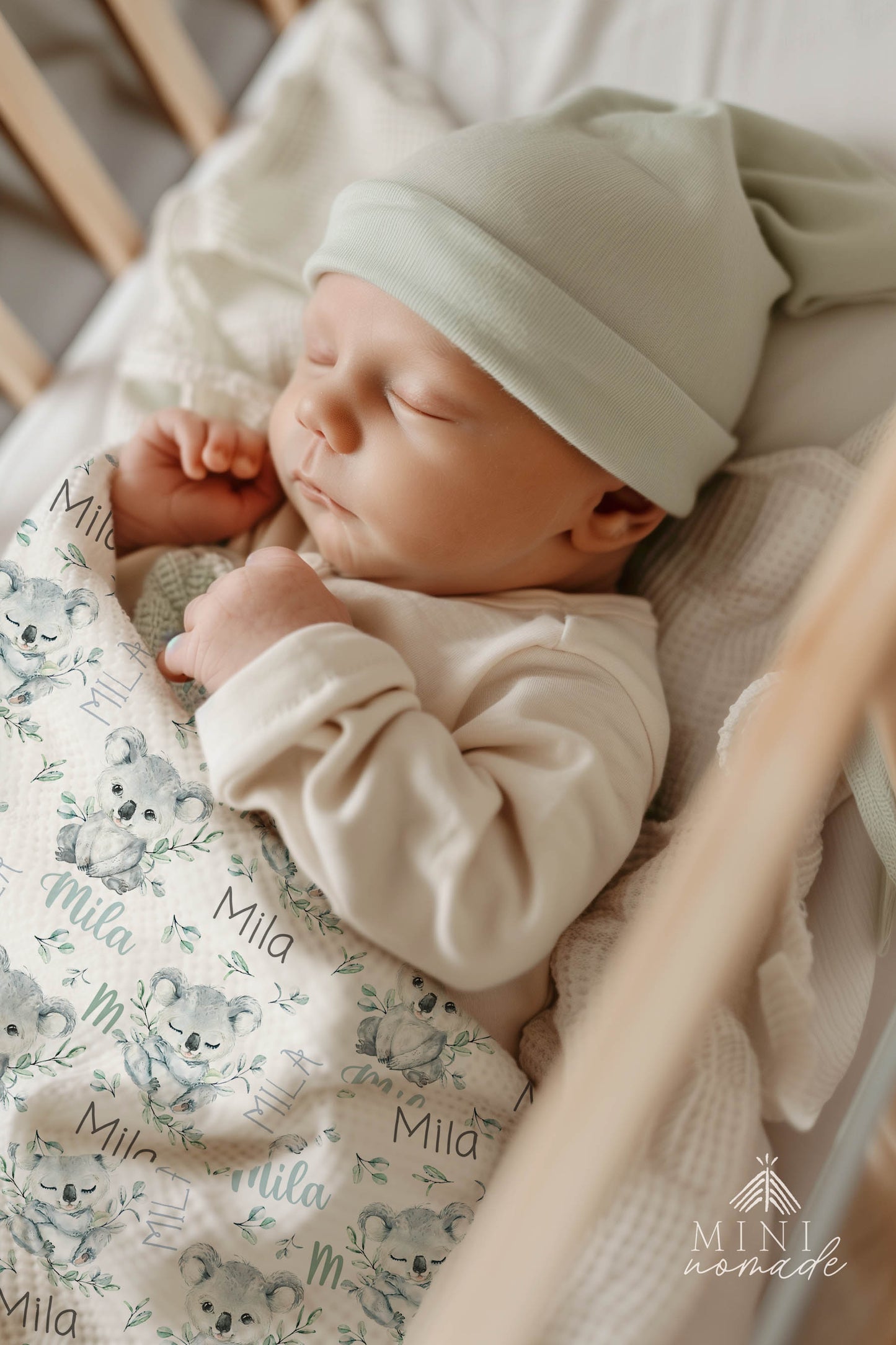 Couverture en mousseline de bambou | Koala eucalyptus prénom répétitif
