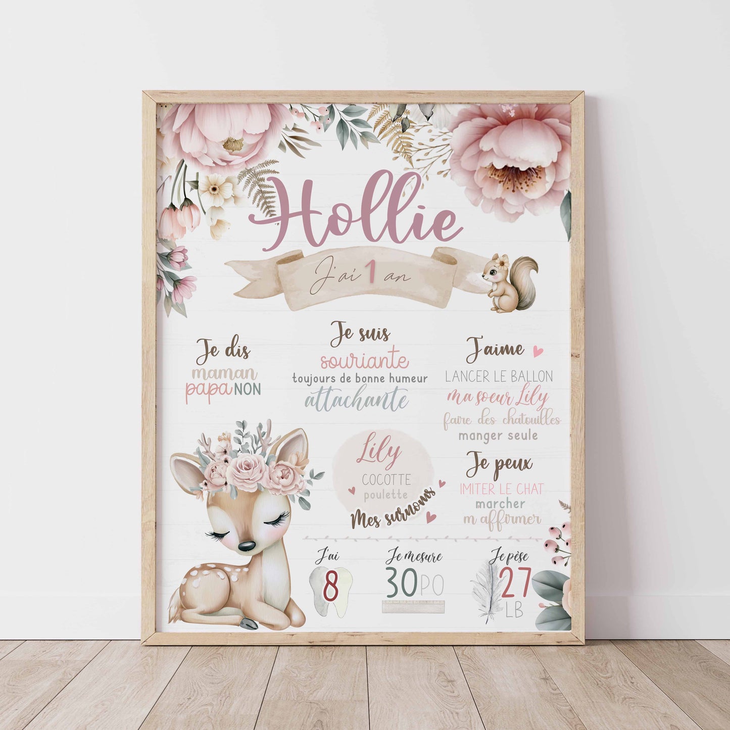 Affiche d'anniversaire | Animal au choix | Douce Forêt
