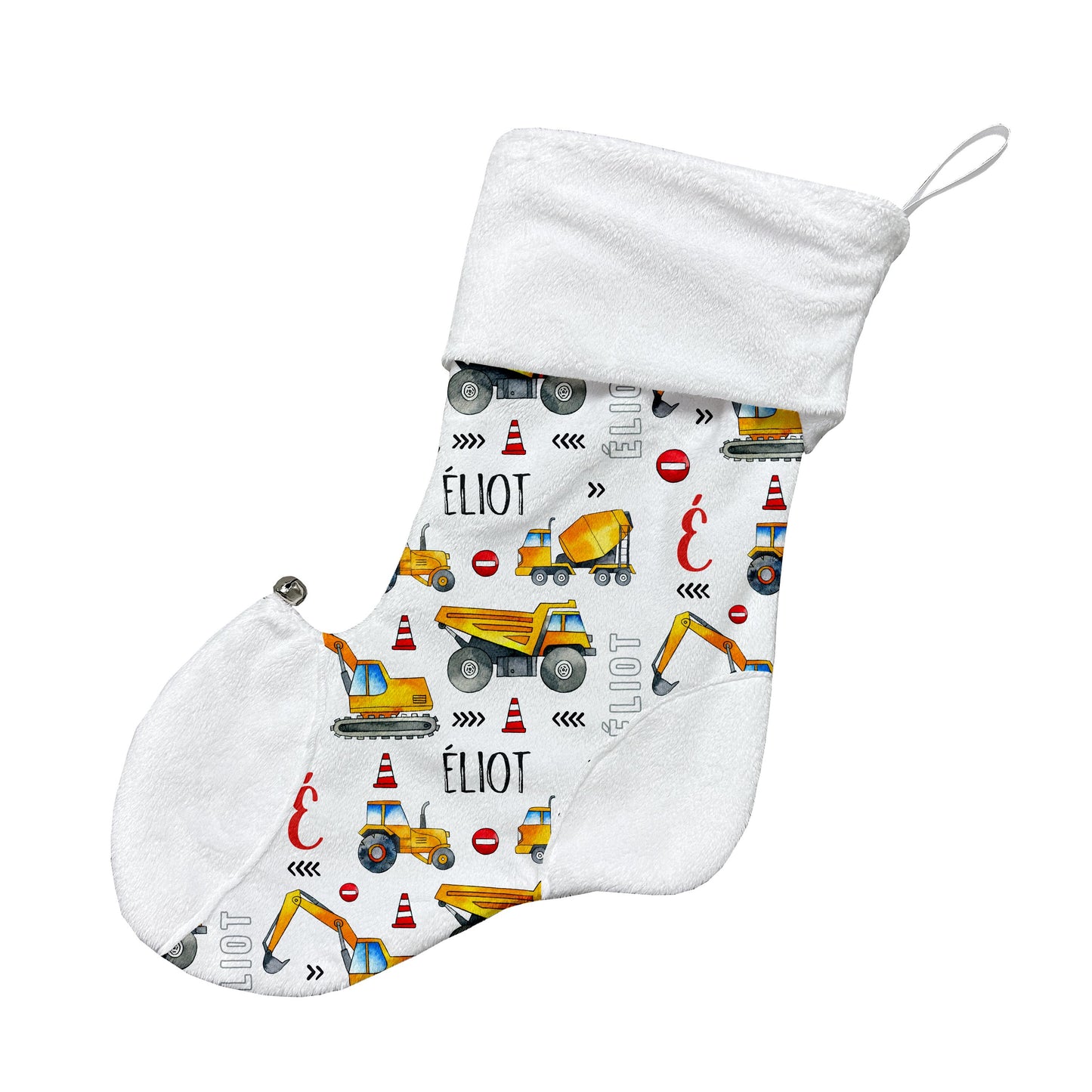 Bas de Noël | Construction Aquarelle jaune prénom répétitif