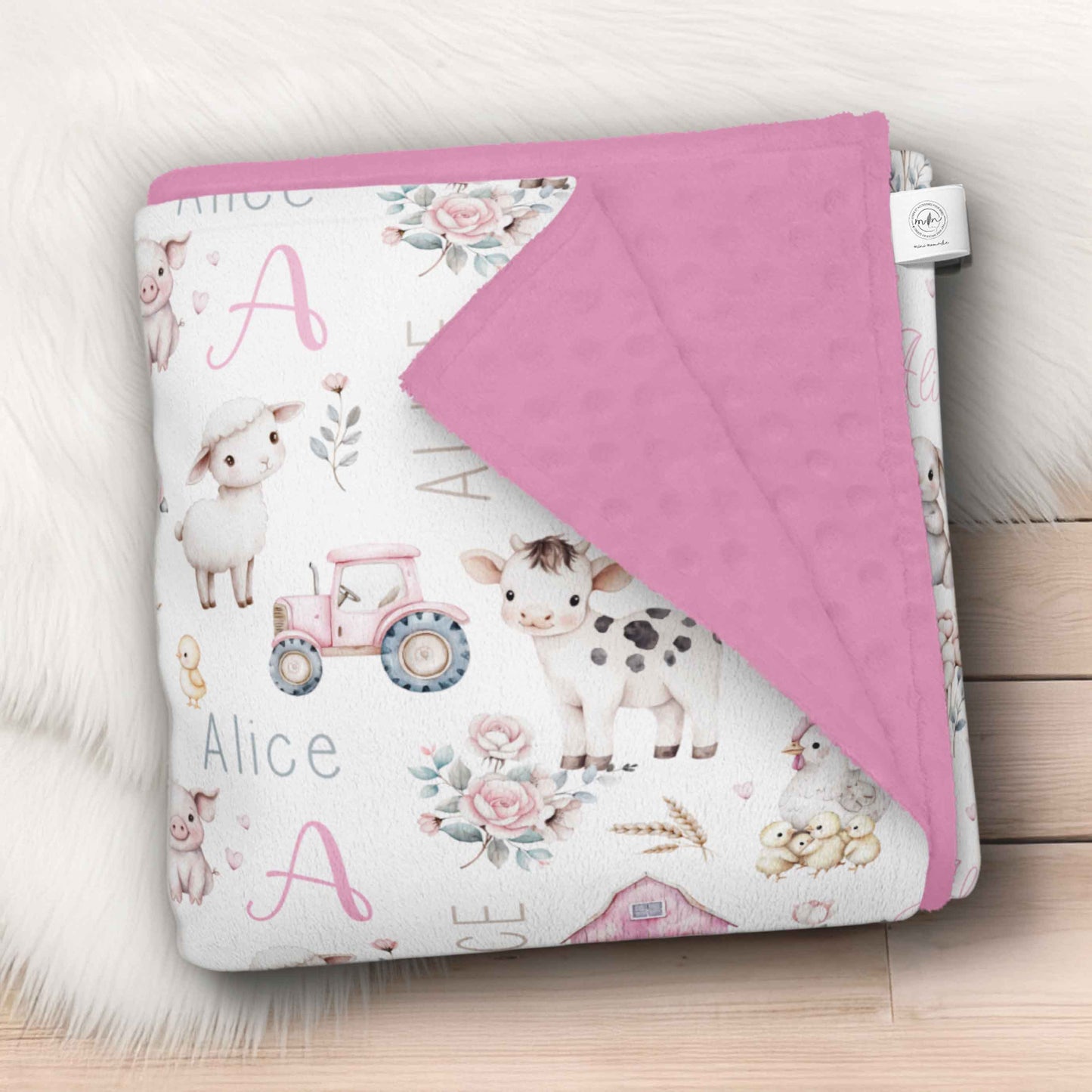 Couverture personnalisée | Prairie rose prénom répétitif