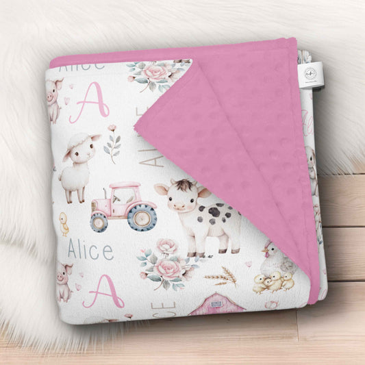Couverture personnalisée | Prairie rose prénom répétitif