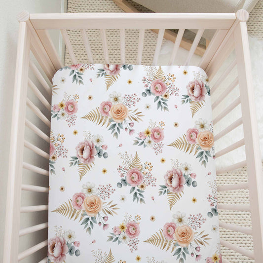 Drap contour pour bassinette | Fleuri Douce Forêt