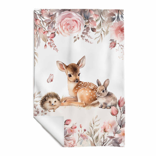 Serviette de plage en microfibre | Forêt Rosée trio d'animaux