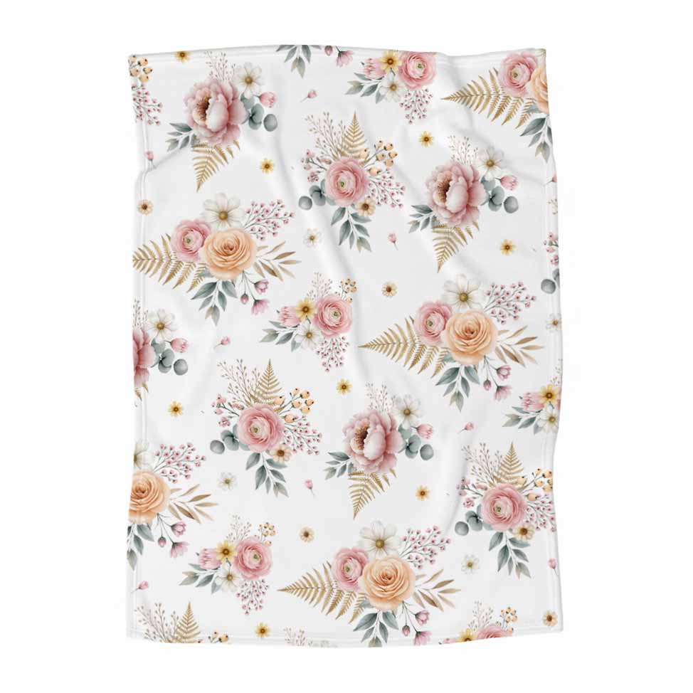 Couverture en minky | Fleuri Douce Forêt