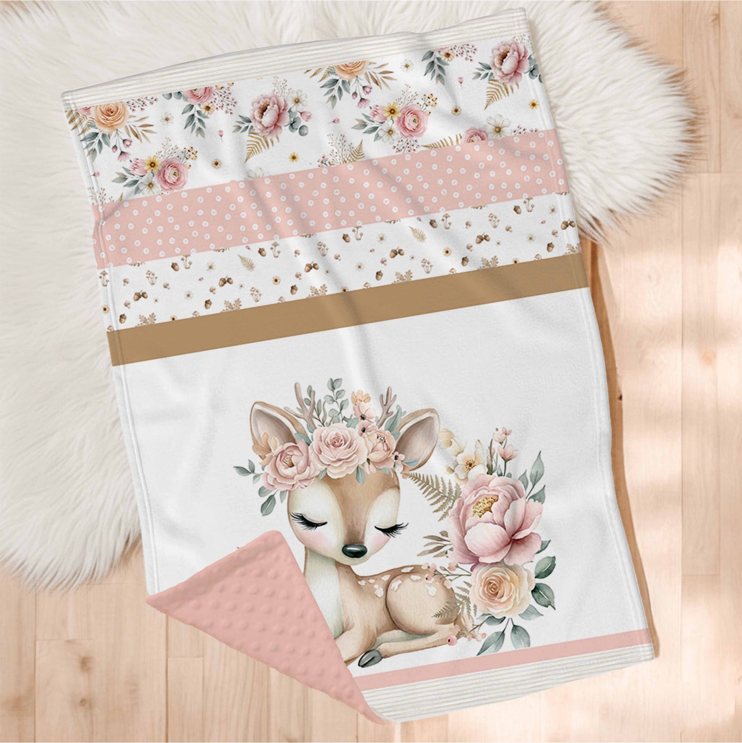 Couverture en minky | Douce Forêt en bandes
