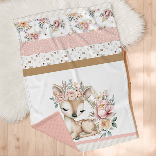 Couverture en minky | Douce Forêt en bandes