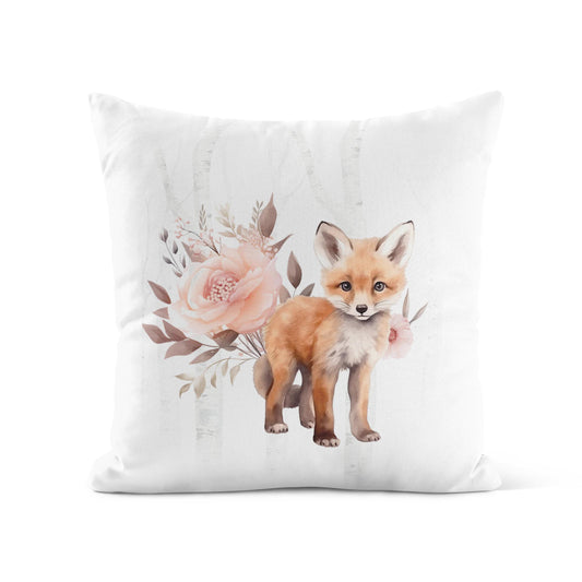 Housse de coussin | Petit Renard forêt rosée