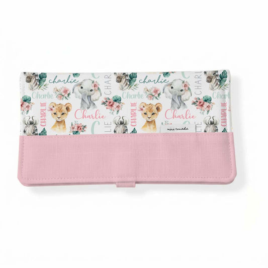 Protège-carnet de santé | Floral safari prénom répétitif