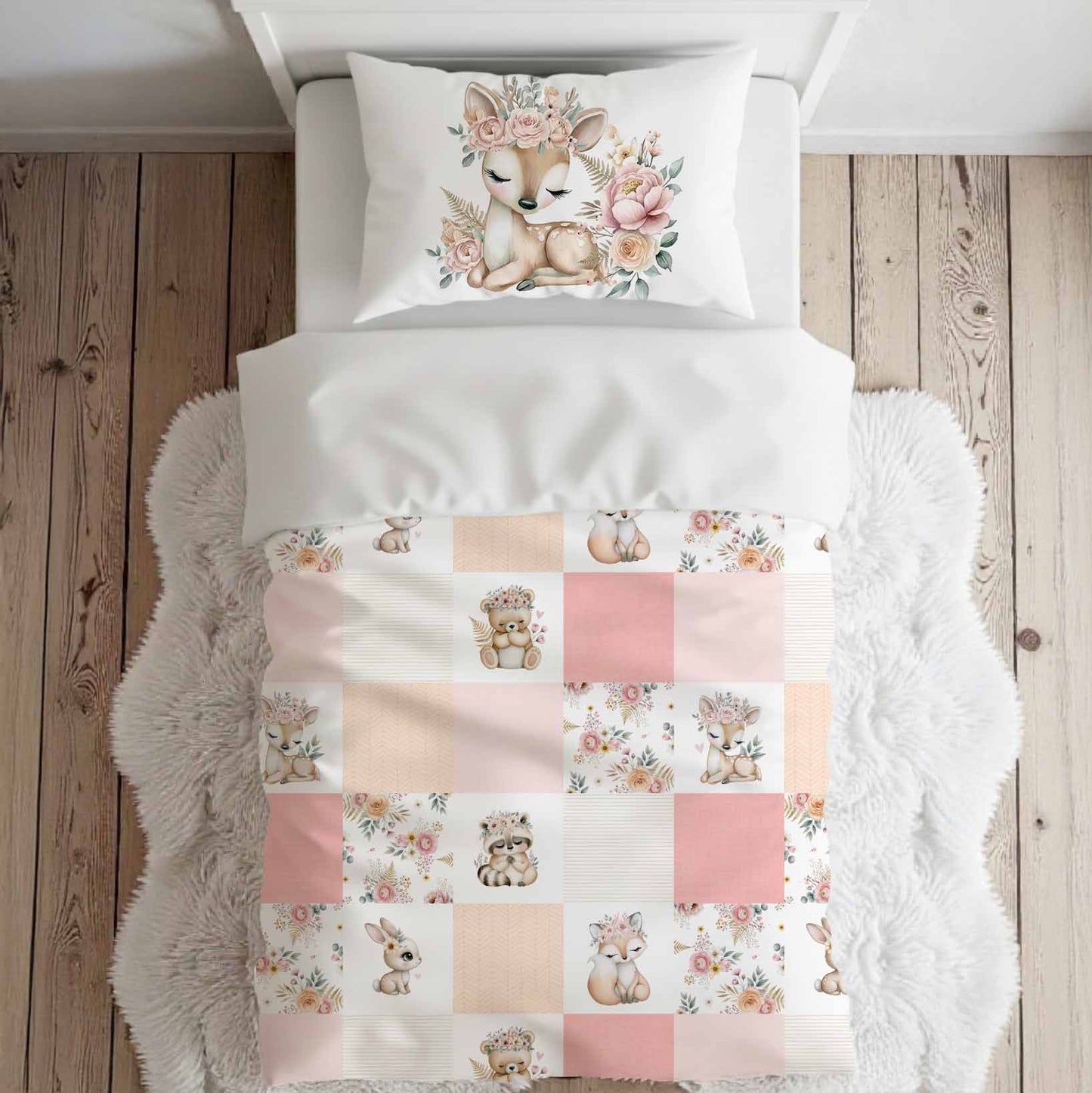 Literie pour lit simple | Douce forêt patchwork