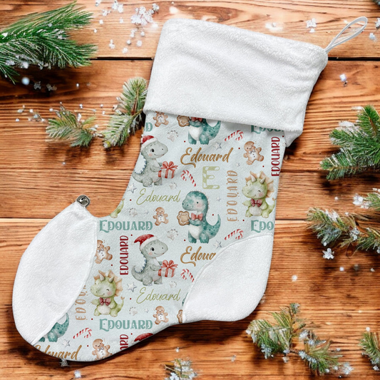 Bas de Noël | Dinos de Noël prénom répétitif