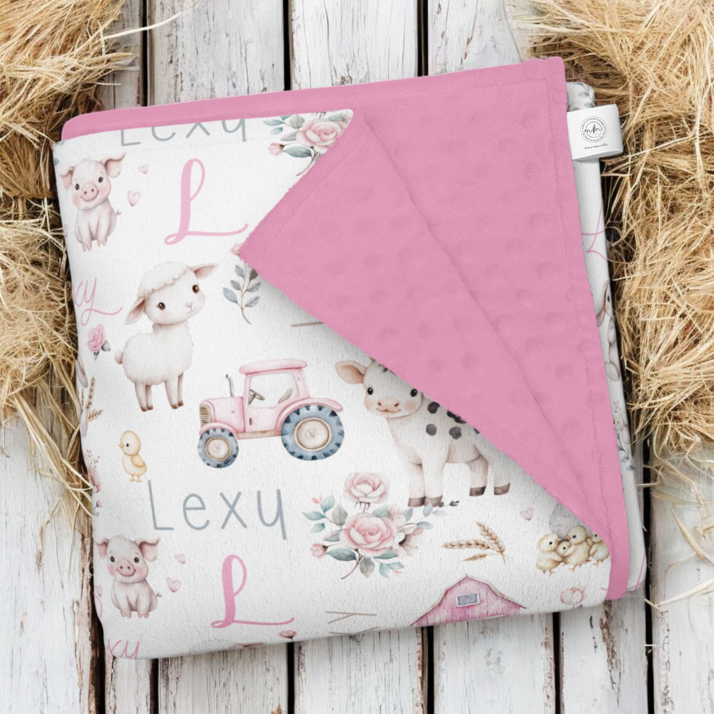Couverture personnalisée | Prairie rose prénom répétitif