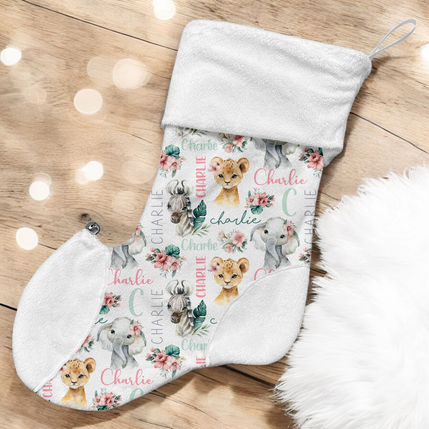 Bas de Noël | Floral Safari prénom répétitif