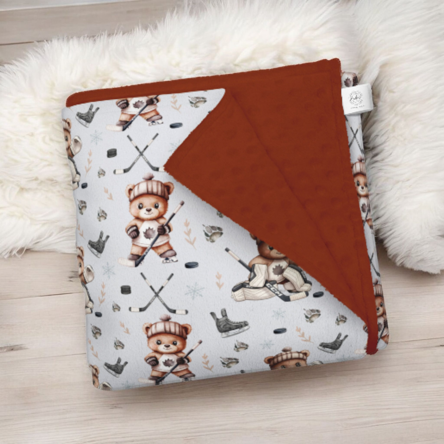Doudou en minky | Ourson Hockeyeur