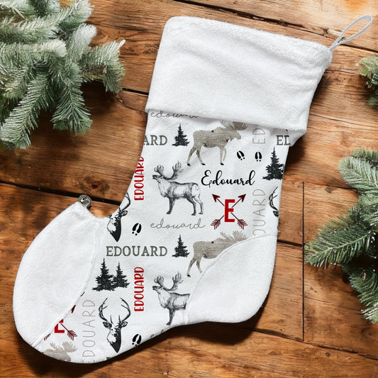 Bas de Noël | Chevreuils Lumberjack prénom répétitif