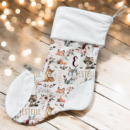 Bas de Noël | Forêt Mille et une fleurs prénom répétitif