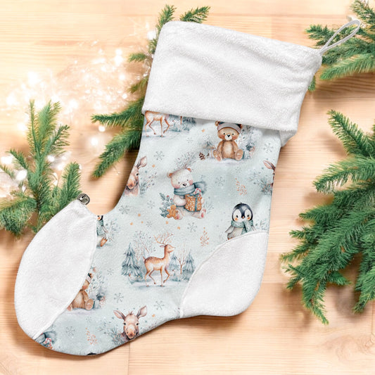 Bas de Noël | Animaux d'hiver bleutés