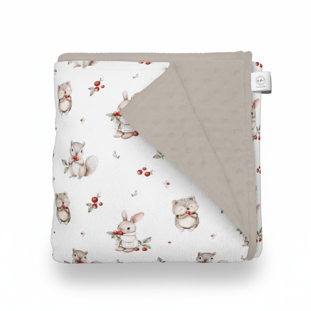 Couverture en minky | Canneberges et petites pattes