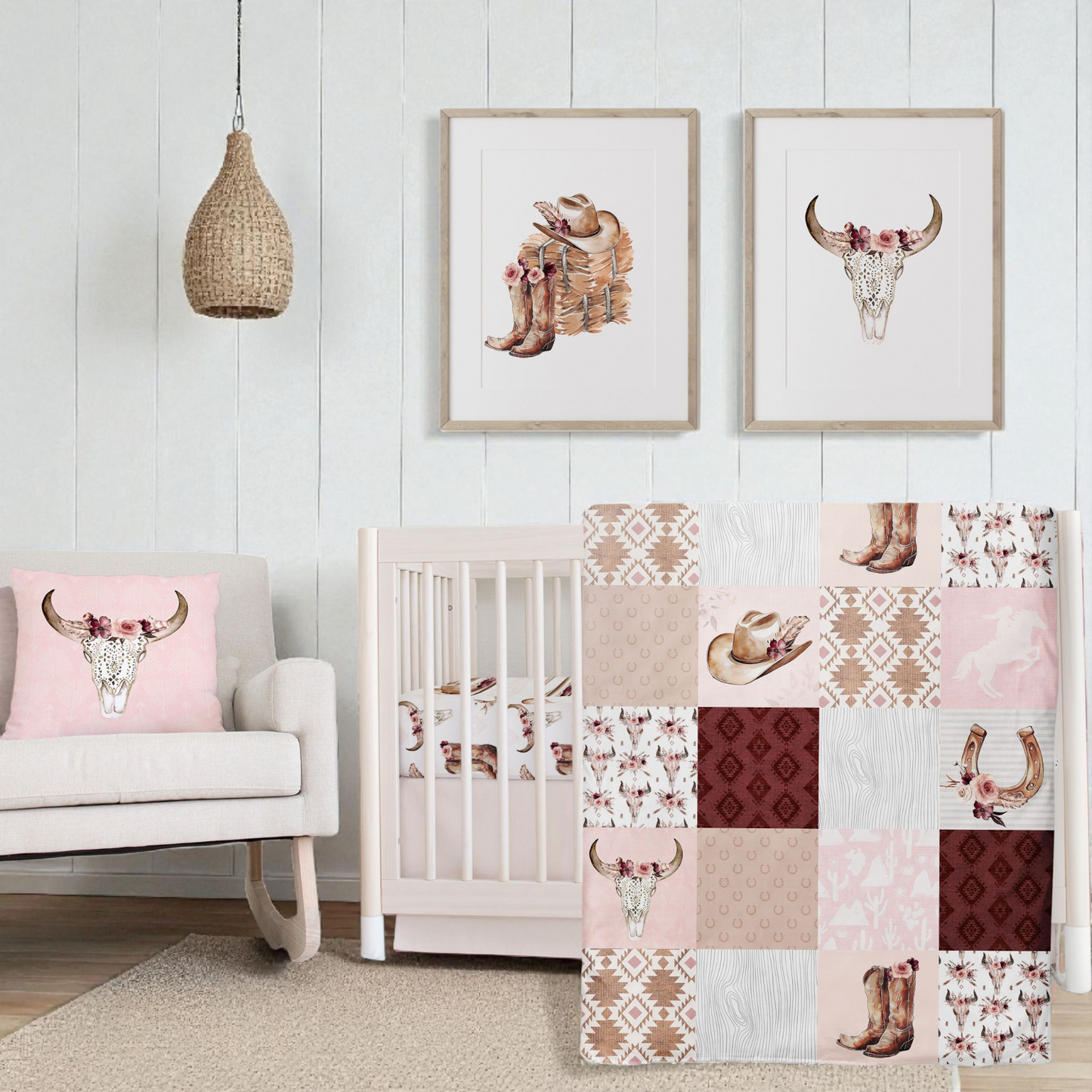 Ensemble de literie pour bassinette en minky | Country Petite Nature Patchwork