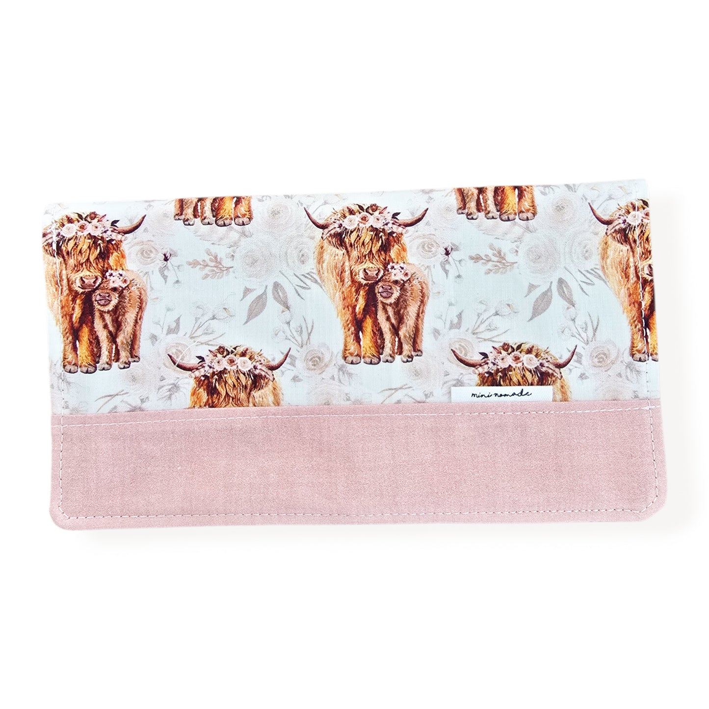 Protège-carnet de santé | Vaches Highland Fleurs Latté