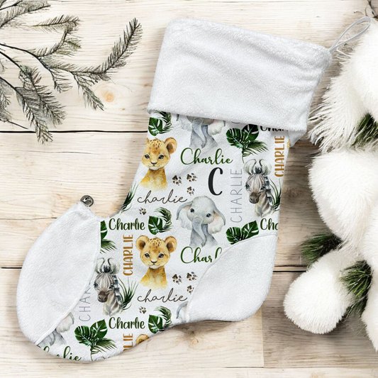 Bas de Noël | Petits animaux d'Afrique prénom répétitif