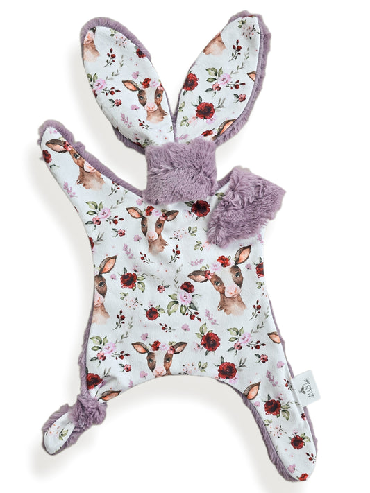 Lapinou | Vache laitière et fleurs bourgognes