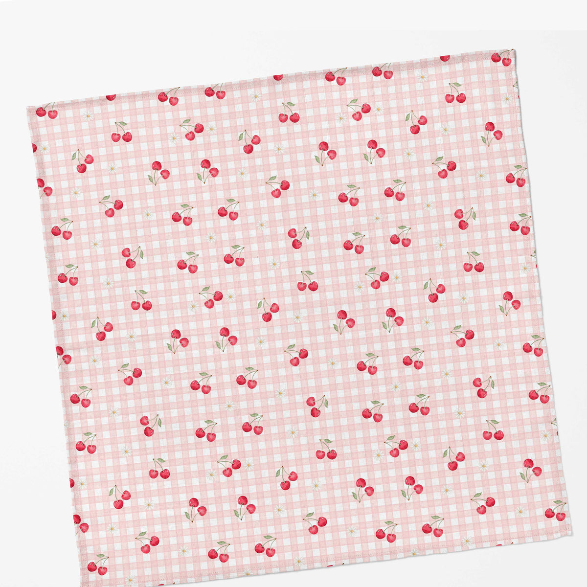 Couverture en mousseline de bambou | Cerises et marguerites