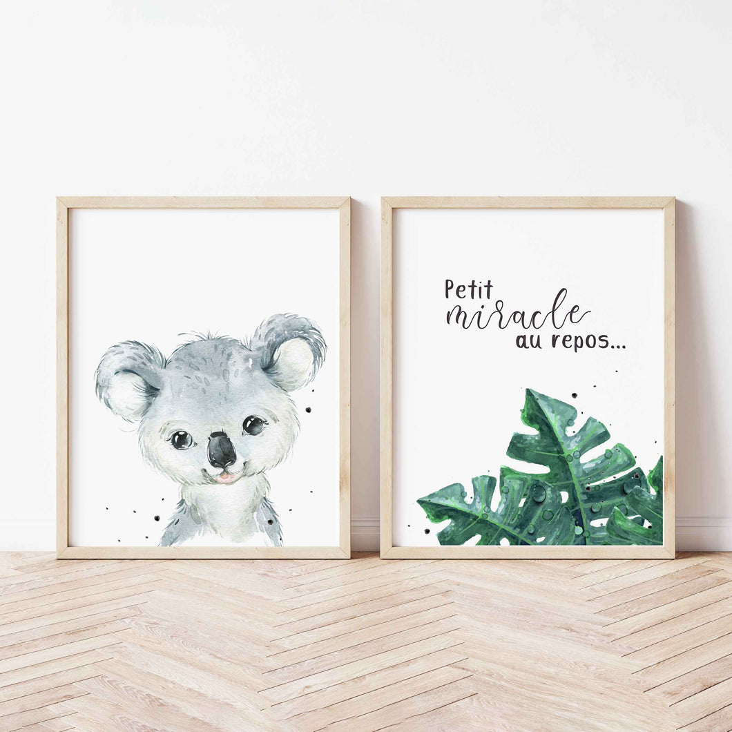 Ensemble de deux affiches numériques | Koala tropical