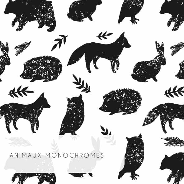 Tissu | Animaux monochromes