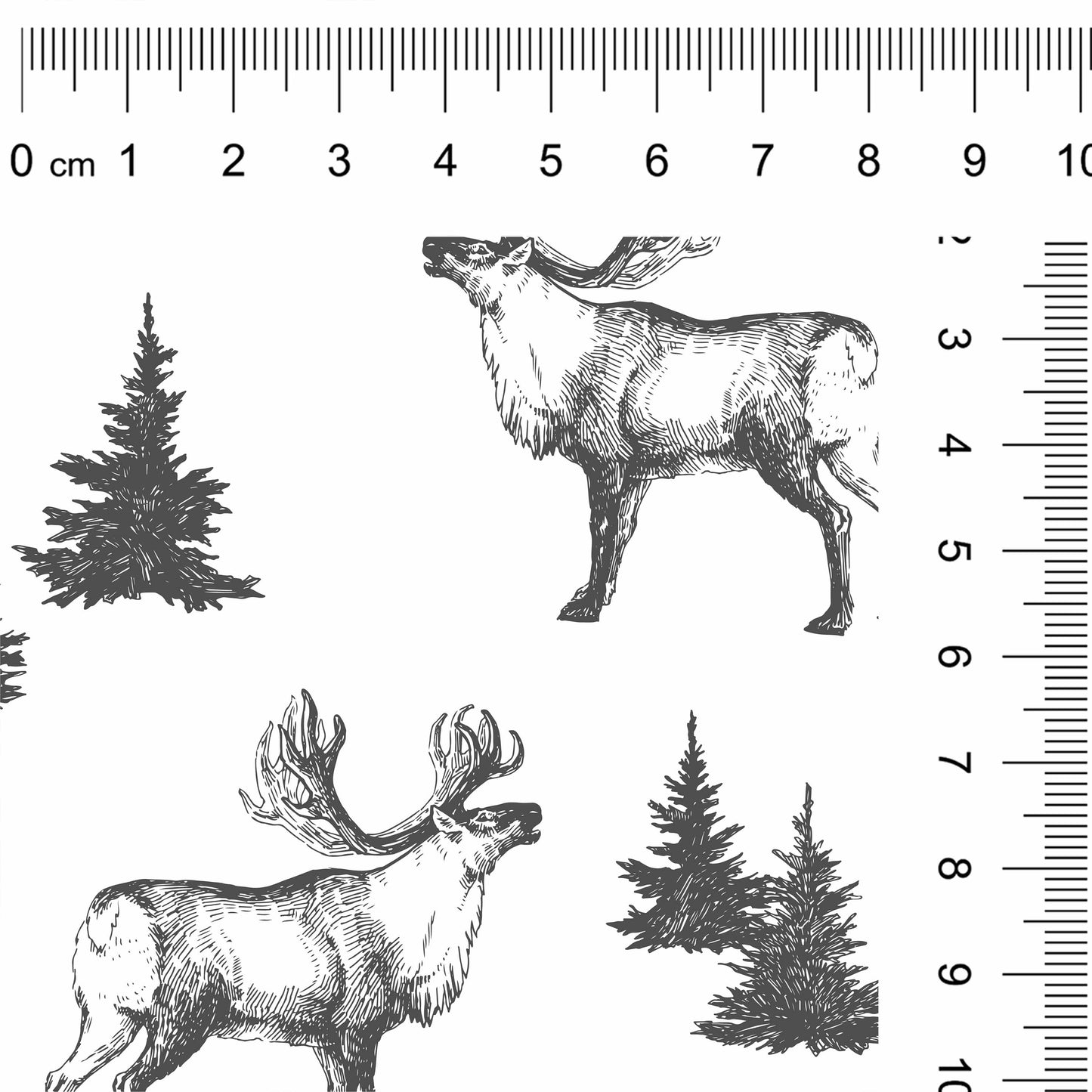 Tissu | Caribous et sapins