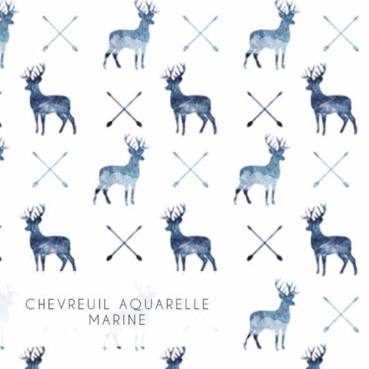 Tissu | Chevreuil Aquarelle marine