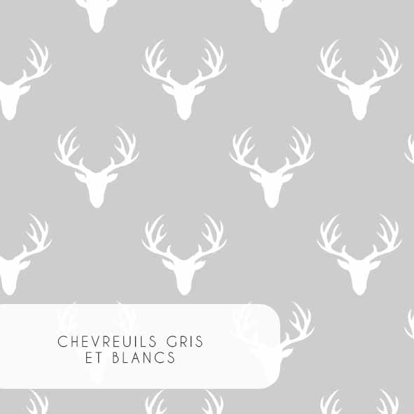 Tissu | Chevreuils gris et blancs
