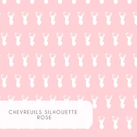 Tissu | Chevreuils silhouette rose
