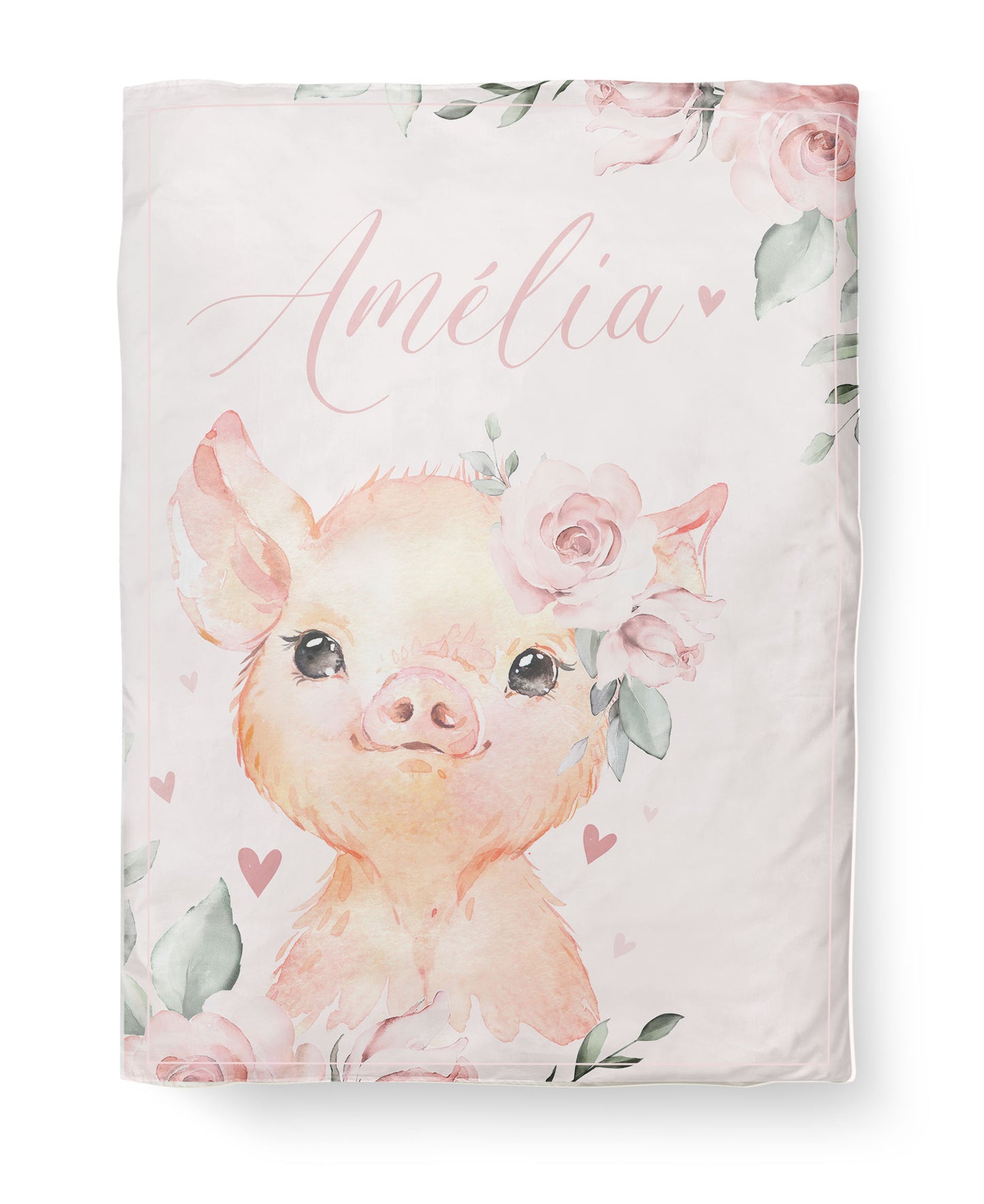 Doudou en minky personnalisée | Cochon Roses Géantes