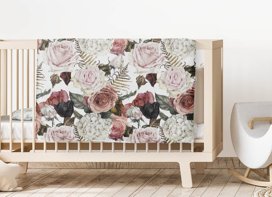 Couverture pour bassinette | Fleurs Vintage