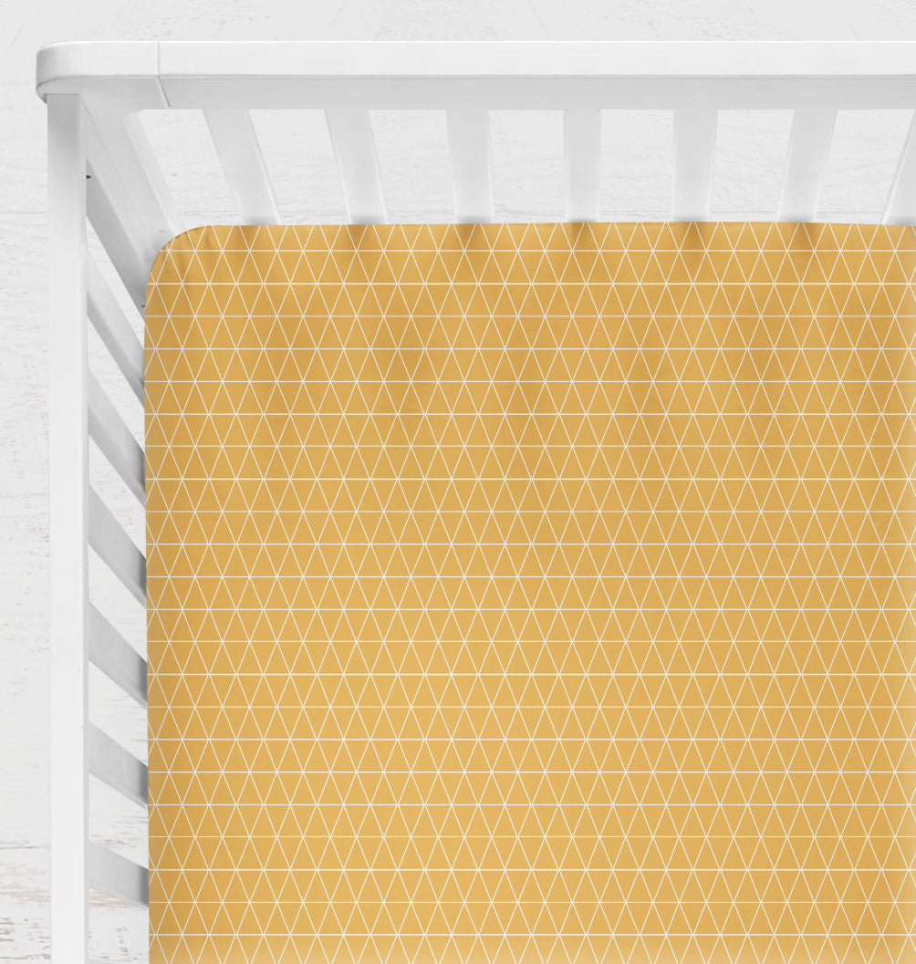Drap contour pour bassinette | Géométrique moutarde